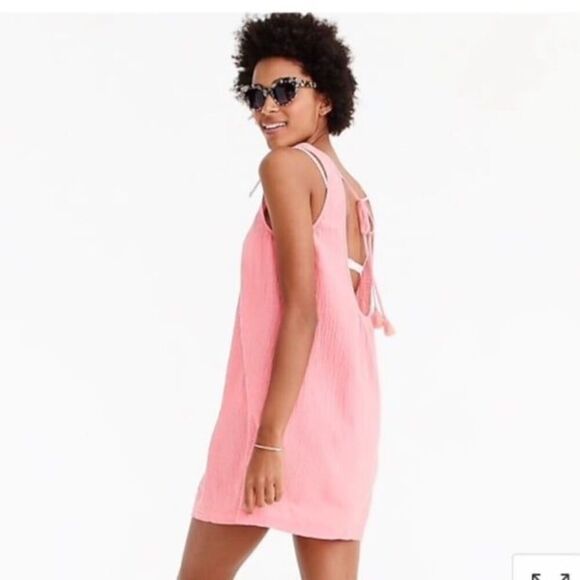 J.Crew Tie Back Crinkle Cotton Tank Dress - Picture 2 of 10